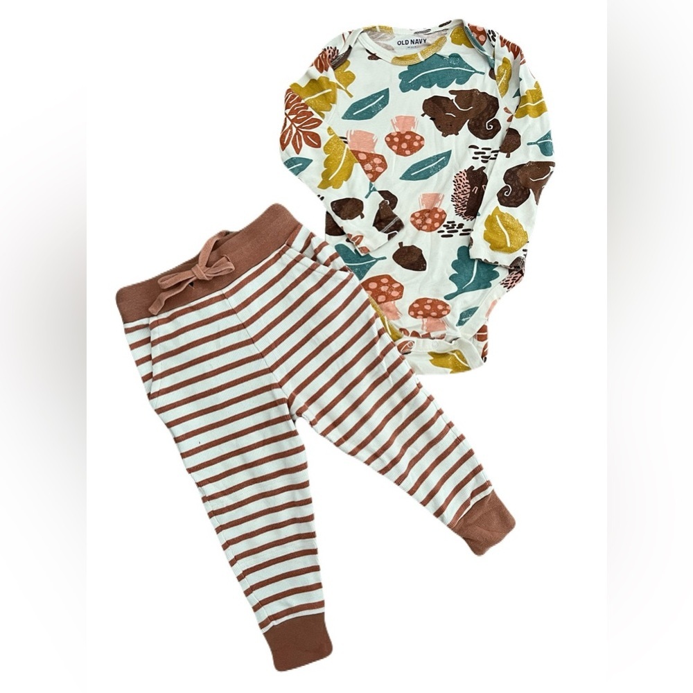 Old Navy Onesie & Lola + Taylor Joggers Kids Matching Set - Brown and Multicolor